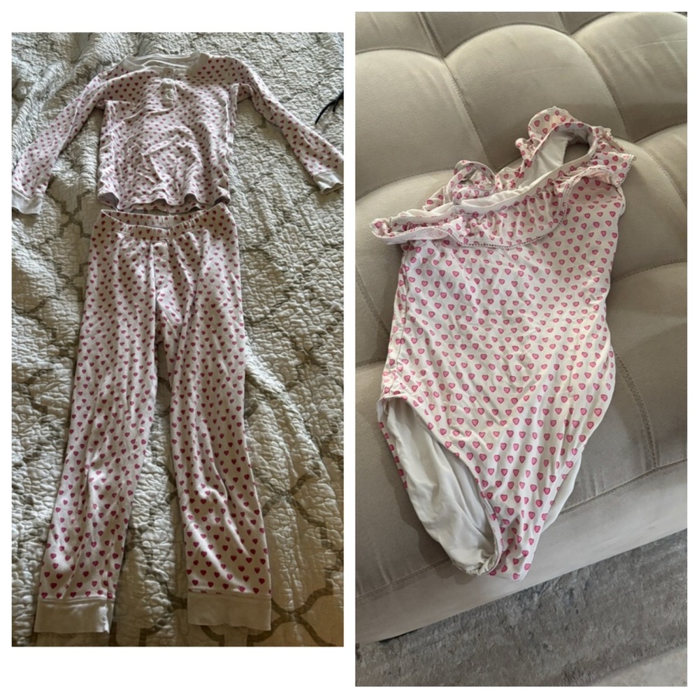 Kids heart roller rabbit pajamas AND one piece swimsuit size 10 bundle